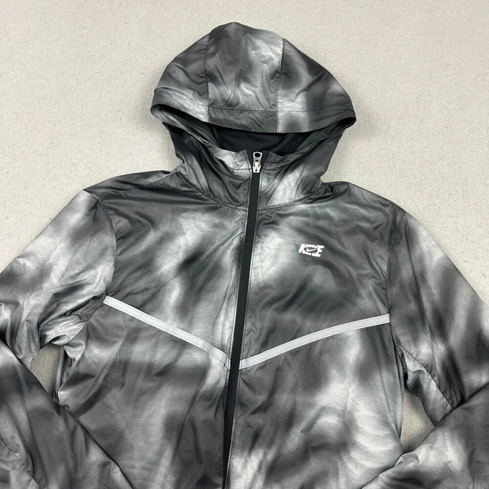 Nike Track Jacket Women XS Gray Smoke Tie Dye Windrunner Windbreaker Hood